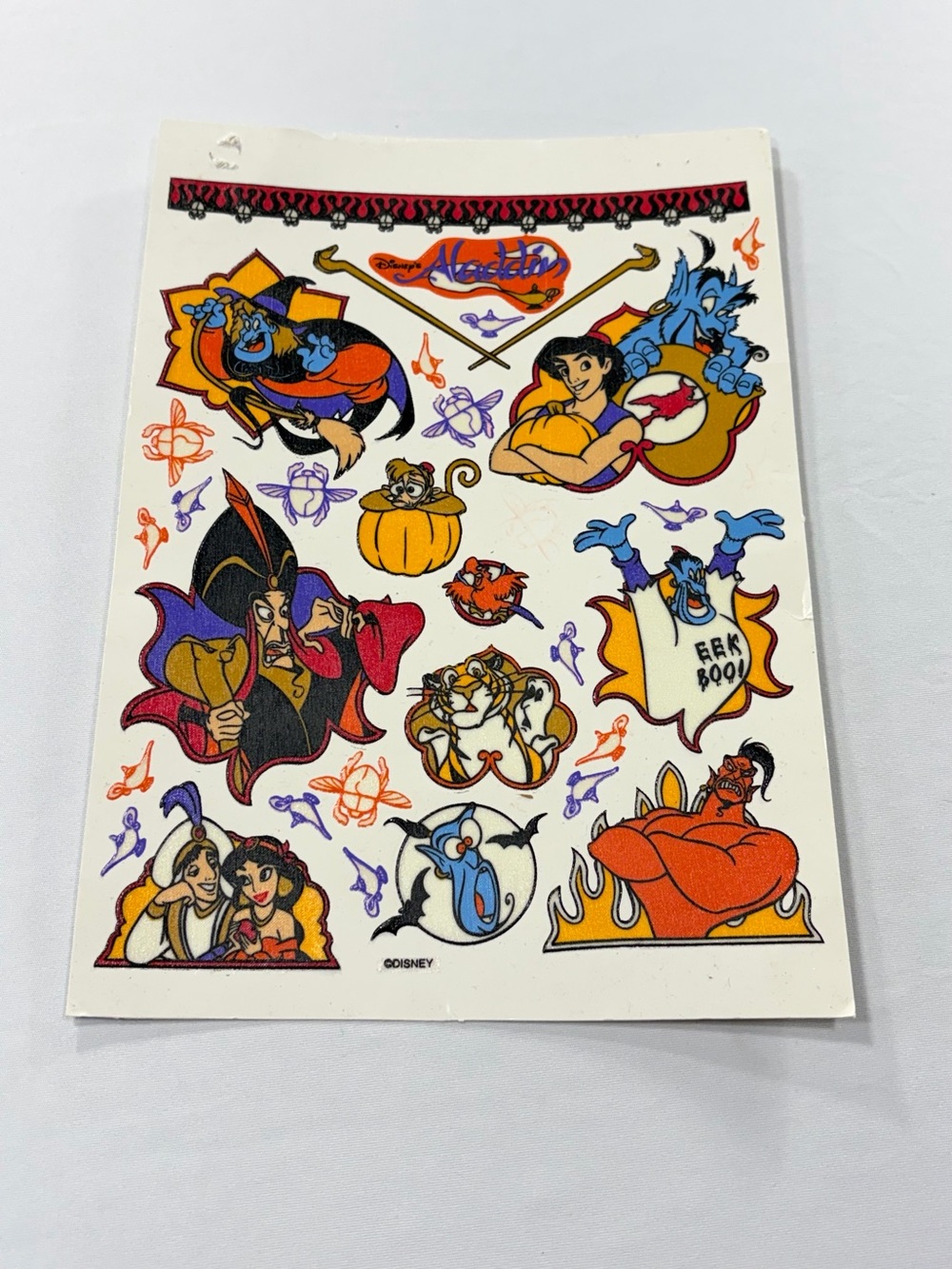 Vintage Disney Aladdin Glow In The Dark Window Stickers Halloween Smart Stix